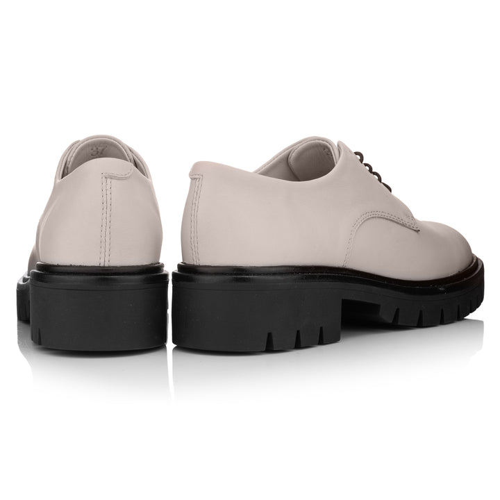 LAURIE DERBY LACE UP Beige Leather Milled