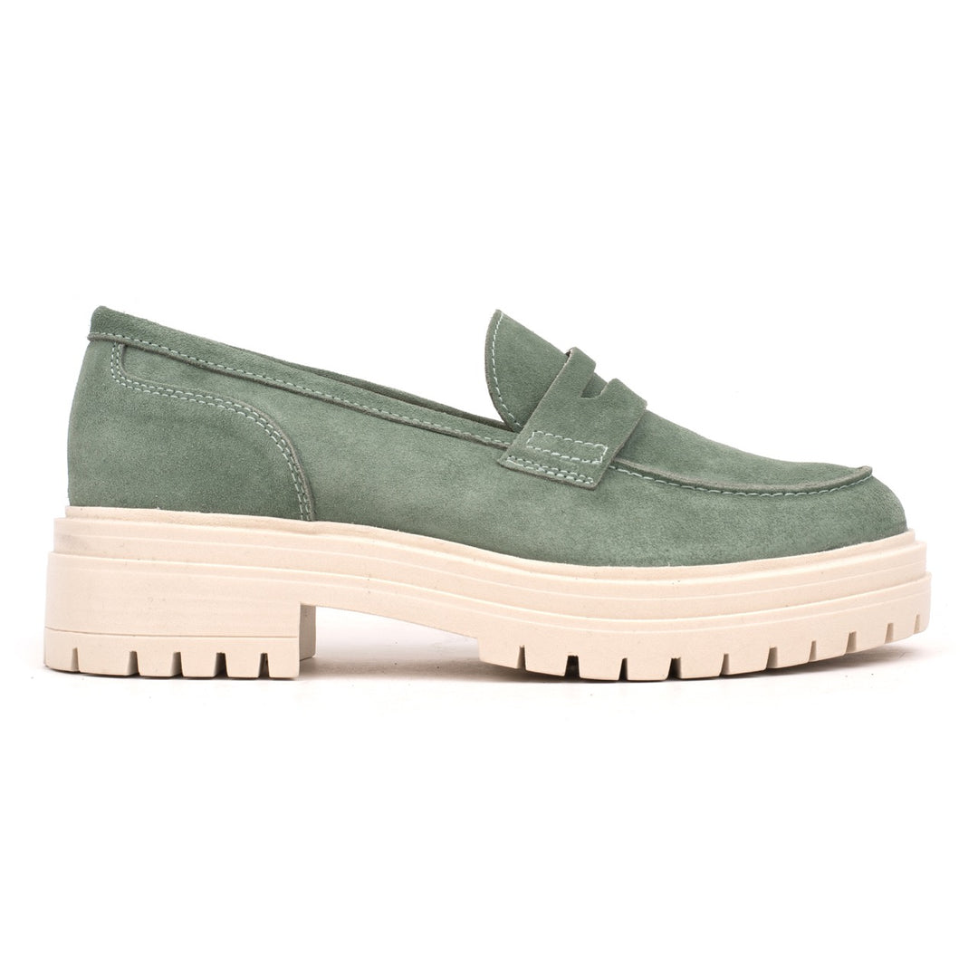 LEYTON LOAFER SADDLE Mint Leather Suede