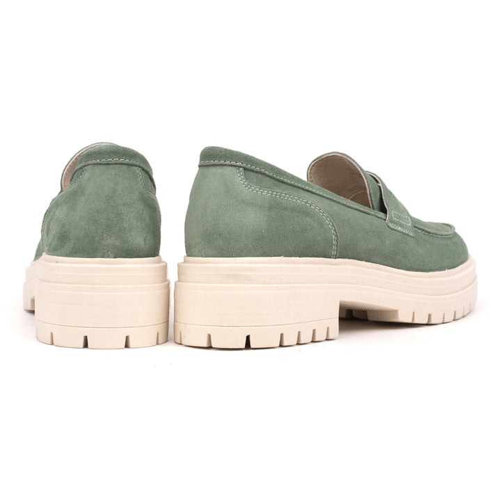 LEYTON LOAFER SADDLE Mint Leather Suede
