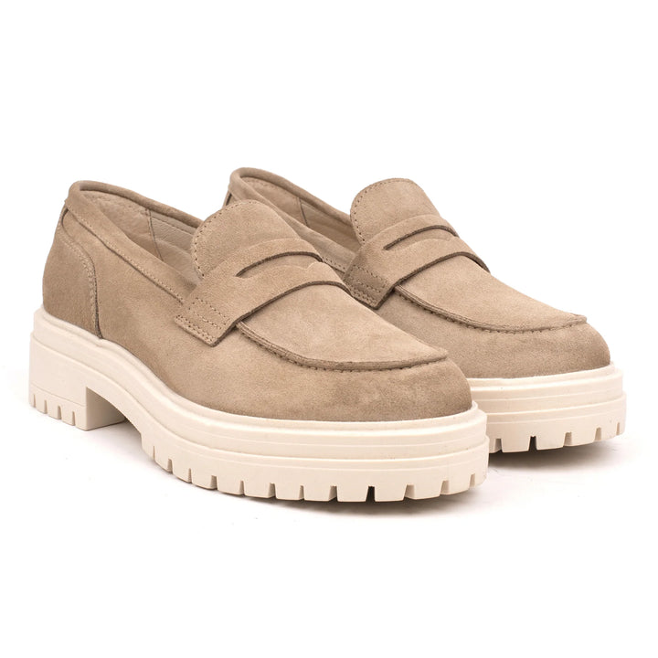 LEYTON LOAFER SADDLE Taupe Suede