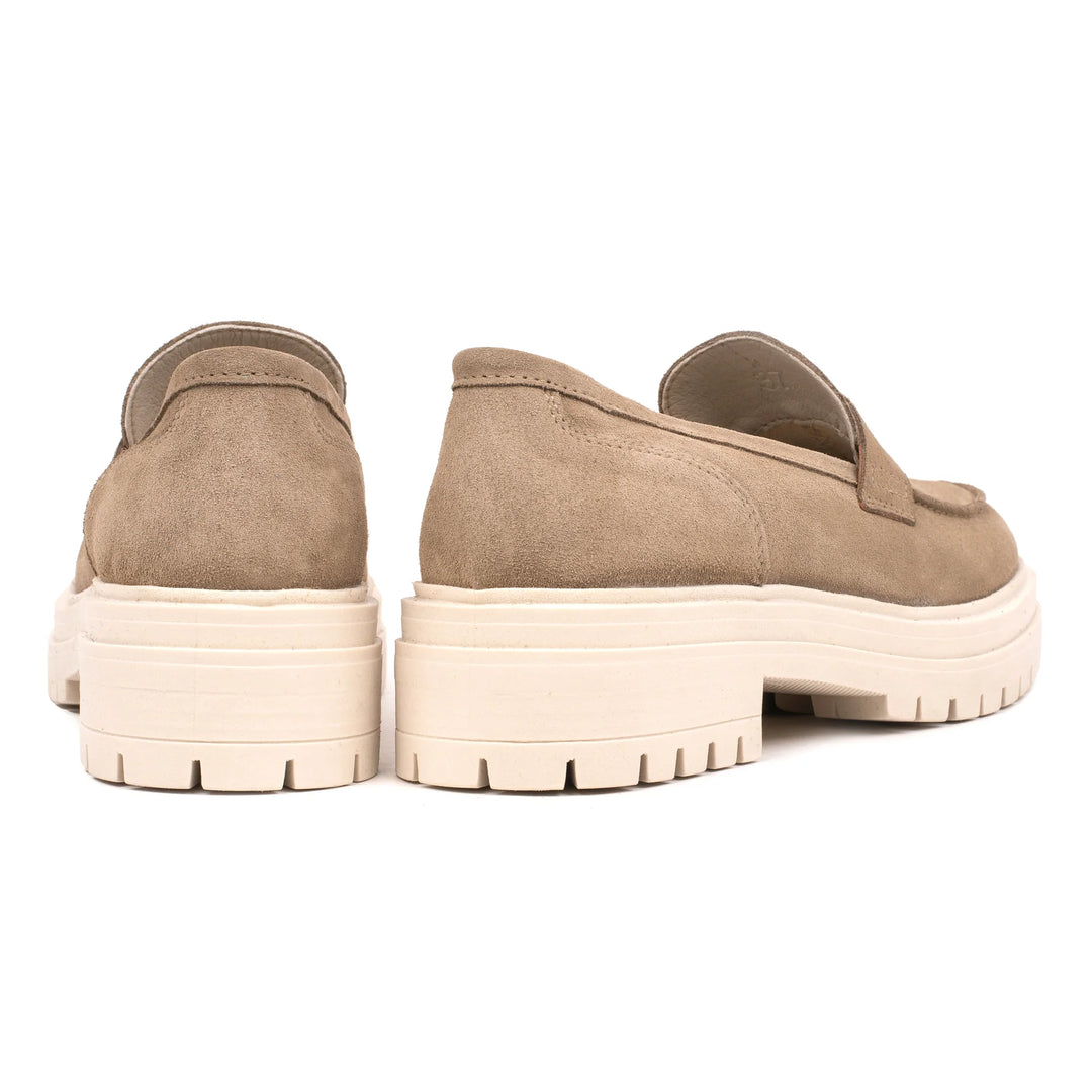 LEYTON LOAFER SADDLE Taupe Suede