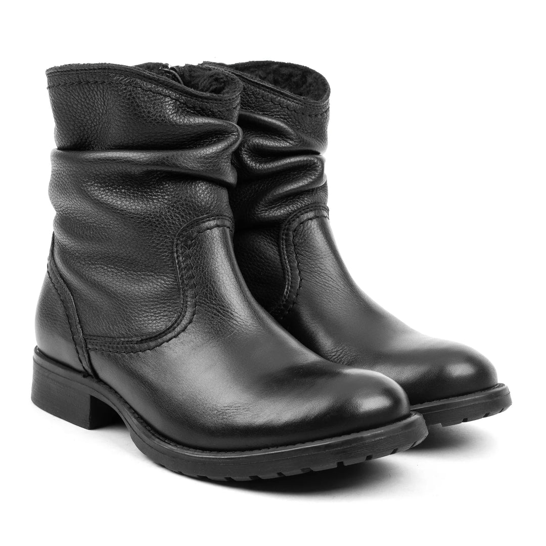 SARAH BOOT Black Leather Milled