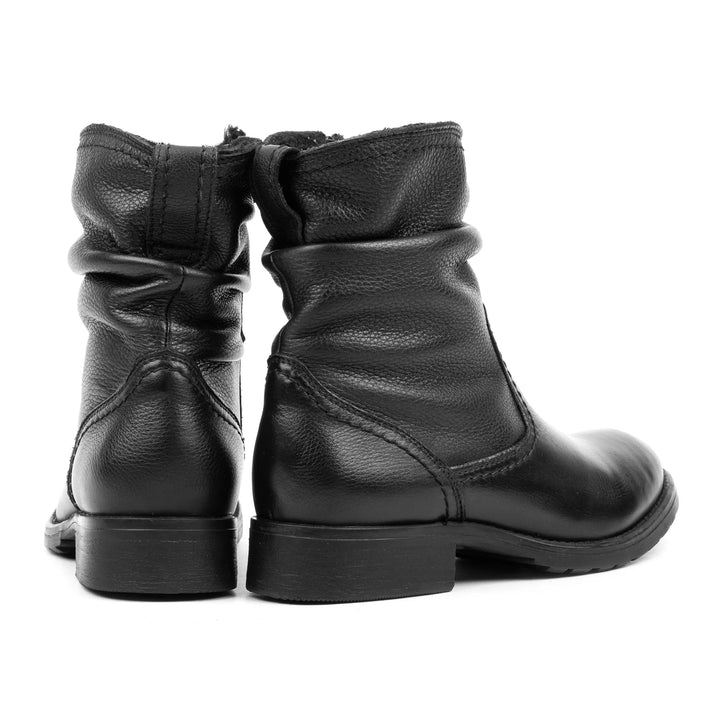 SARAH BOOT Black Leather Milled