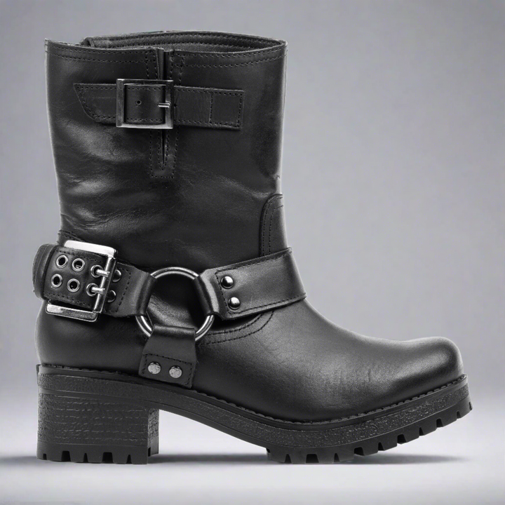 NORA PARIS BIKER BOOT Black Leather