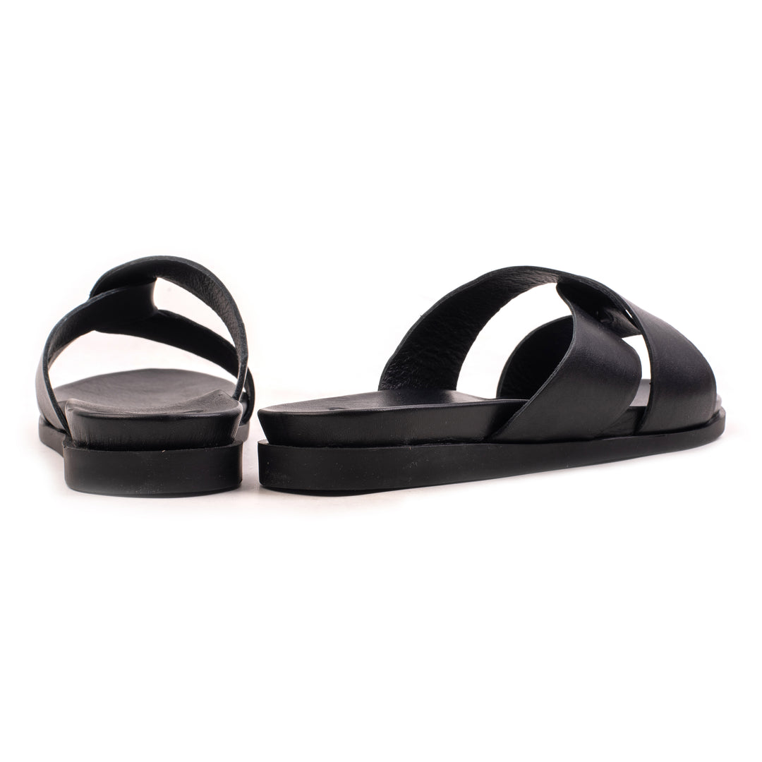 SANDAL SLIPPER WOMEN 402 Black Leather