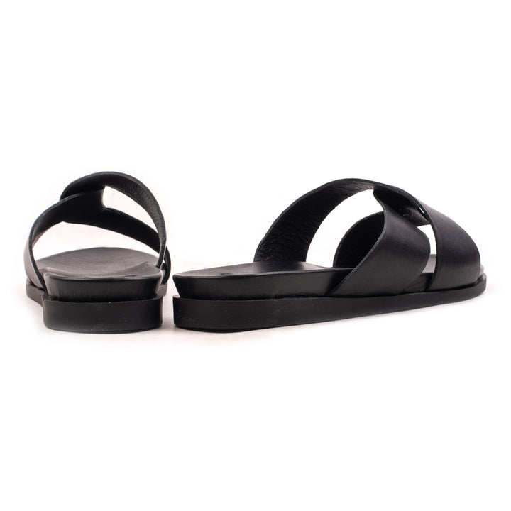SANDAL SLIPPER WOMEN 402 Black Leather
