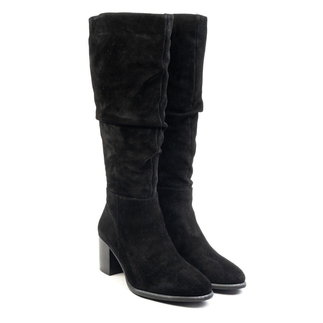 Miki high boot negru piele întoarsă