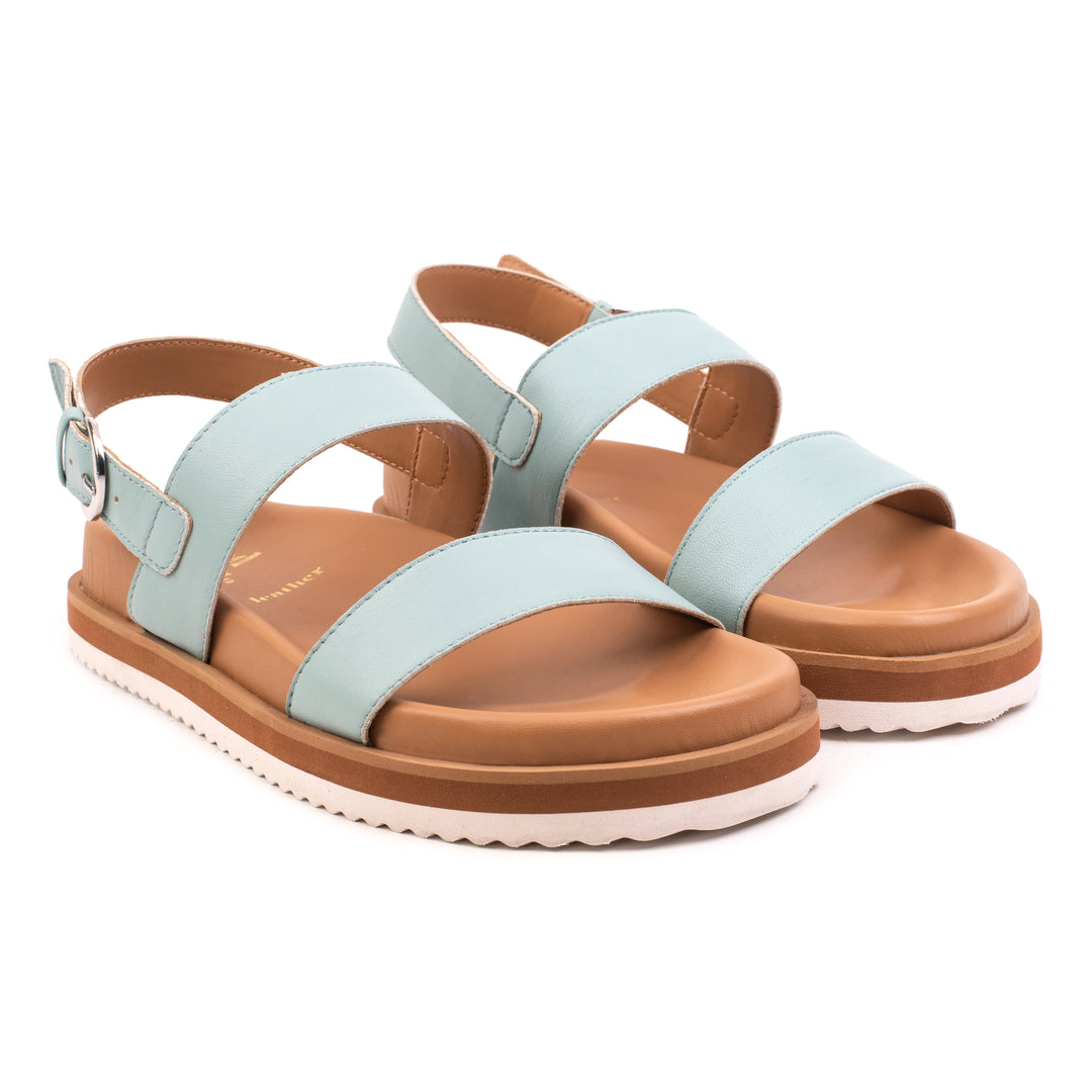 DOUBLE STRAP SANDAL LADIES Turquoise Leather