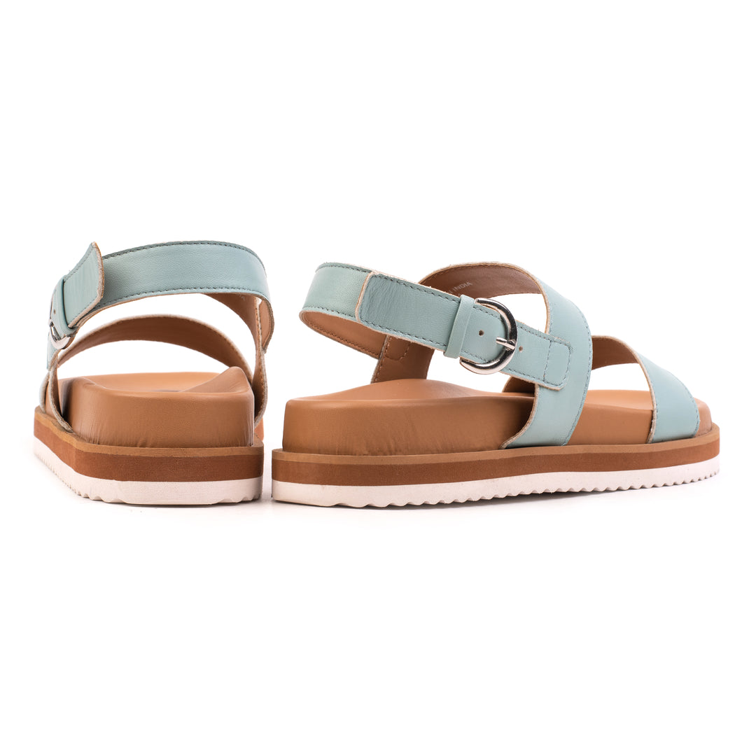 DOUBLE STRAP SANDAL LADIES Turquoise Leather