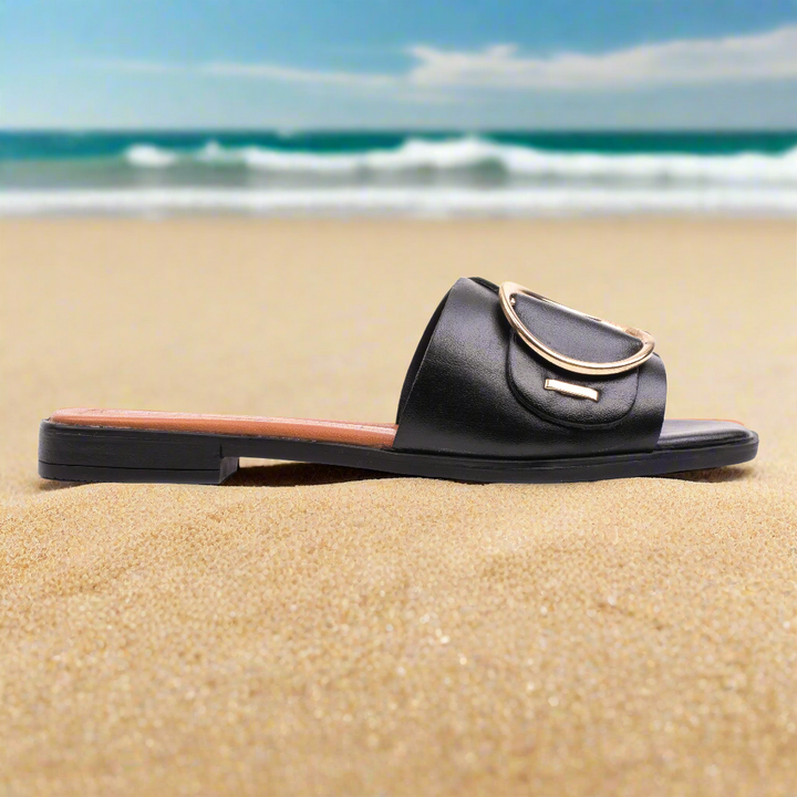ELISA SLIPPER Black Leather