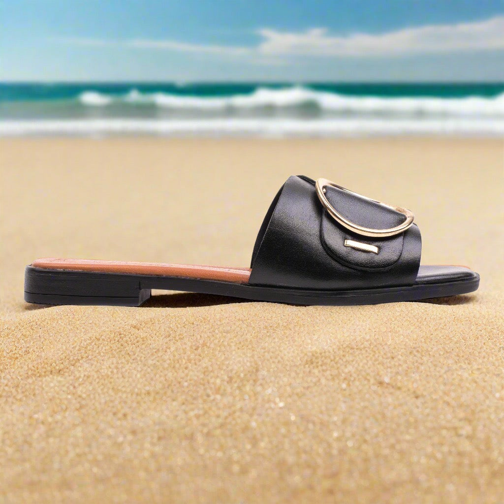 ELISA SLIPPER Black Leather