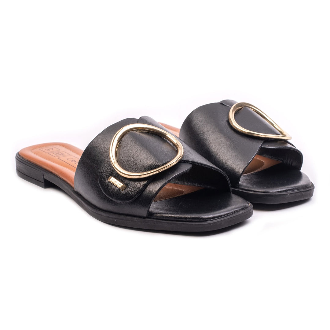 ELISA SLIPPER Black Leather