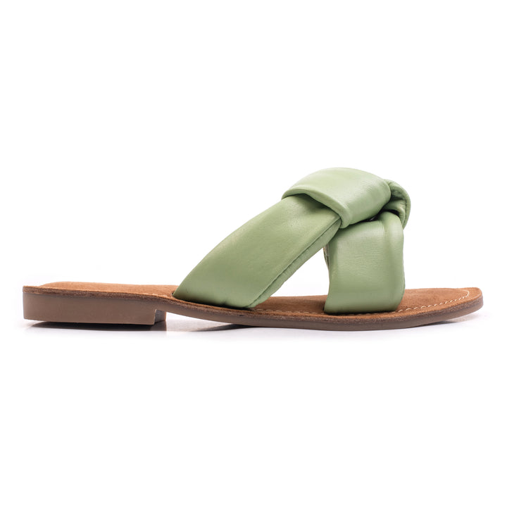 AVA SLIPPER Moss Green Leather