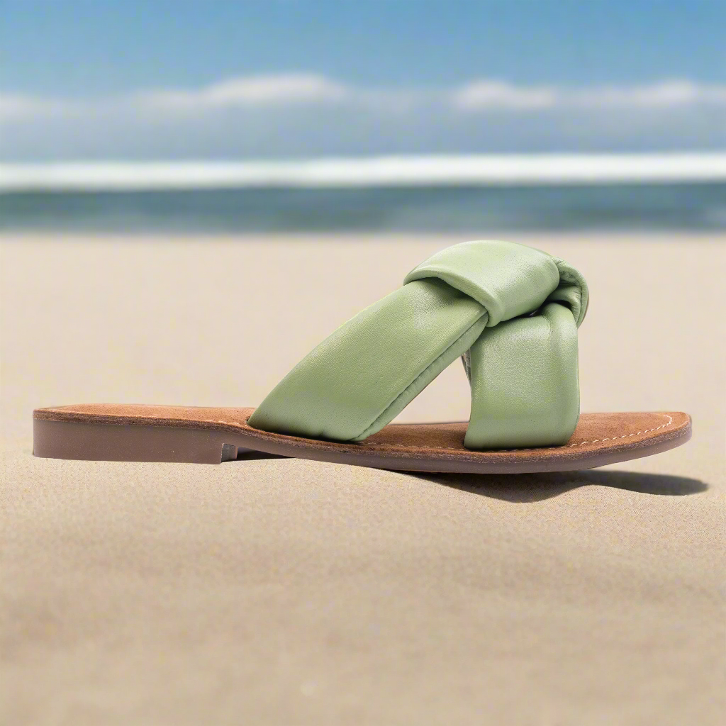 AVA SLIPPER Moss Green Leather