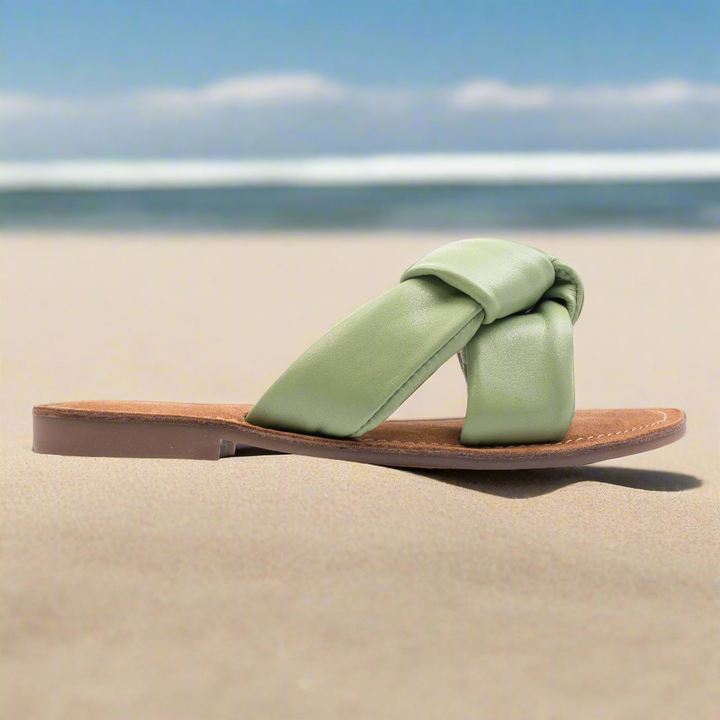 AVA SLIPPER Moss Green Leather
