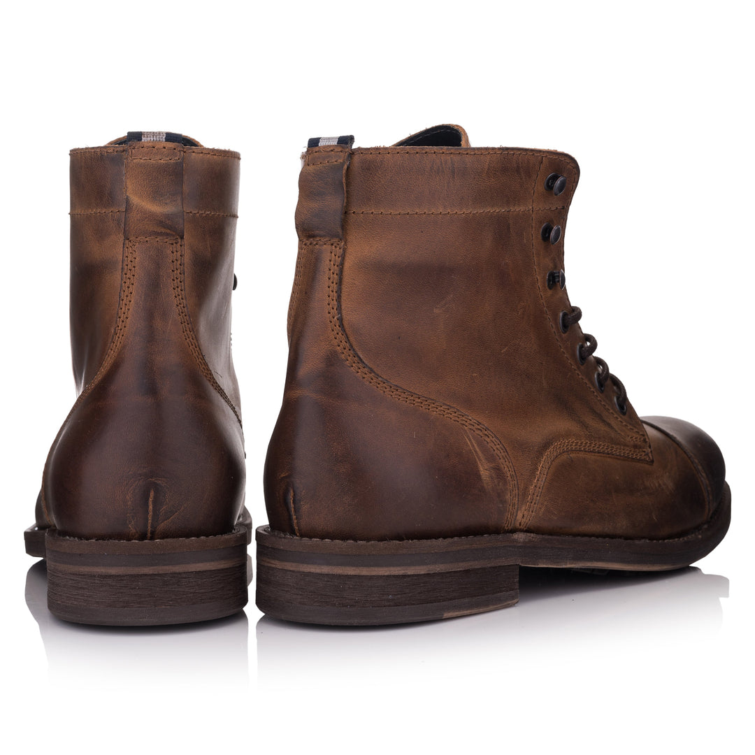 BERET ANKLE LACE BOOT Cognac Leather Pull Up