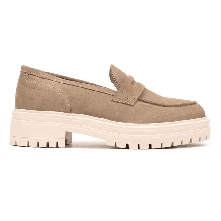 LEYTON LOAFER SADDLE Taupe Suede