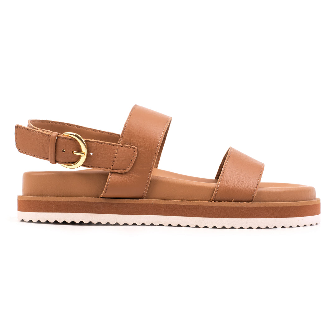 DOUBLE STRAP SANDAL LADIES Tan Leather