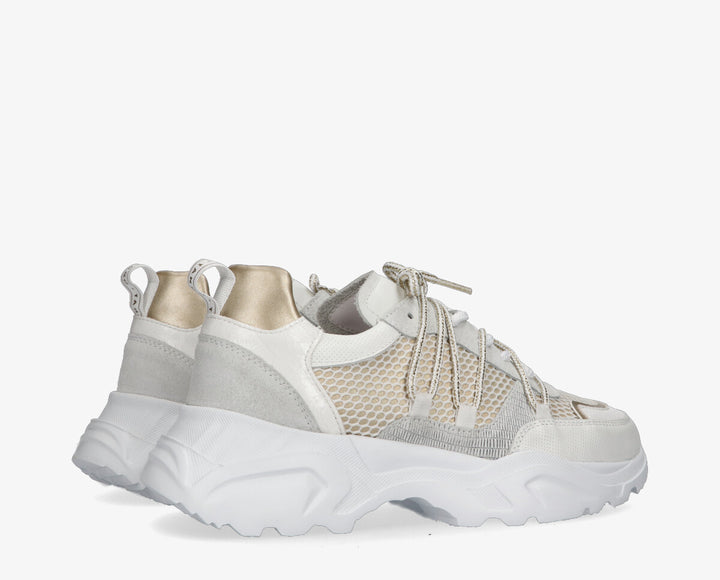 ALICIA SNEAKER White/Gold Leather