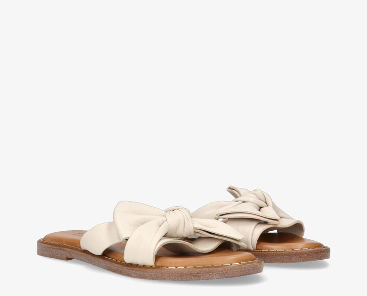 AUDREY BOW SLIPPER White Leather
