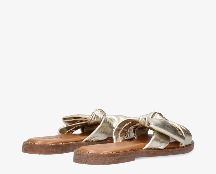 AUDREY BOW SLIPPER Platino Gold Leather