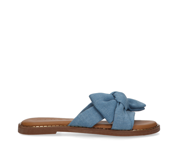 AUDREY BOW SLIPPER Denim Blue Leather