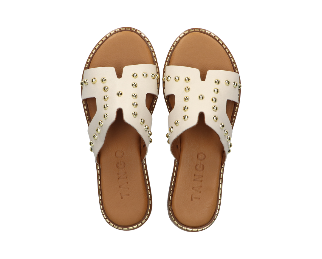 AUDREY SLIPPER STUDS White Leather