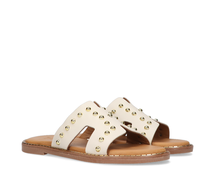 AUDREY SLIPPER STUDS White Leather