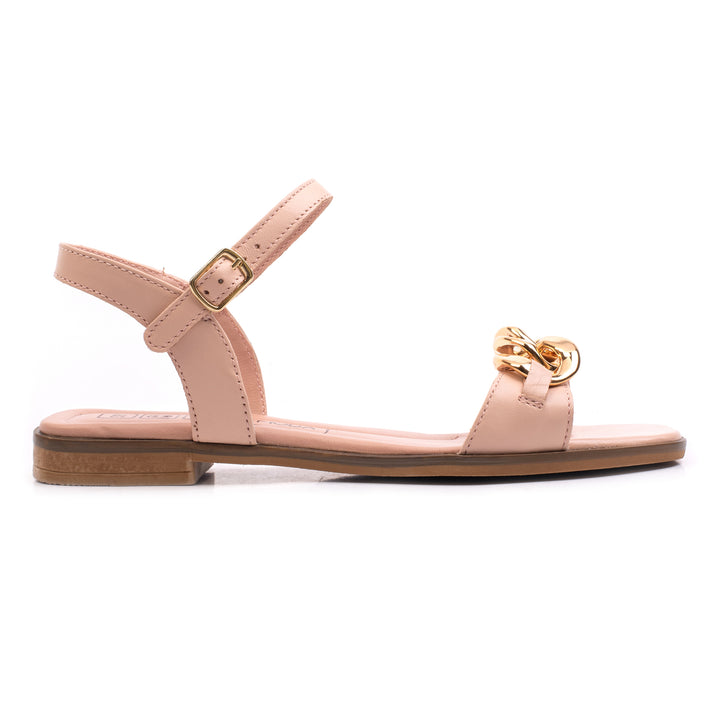 CHAIN SANDAL Nude Leather