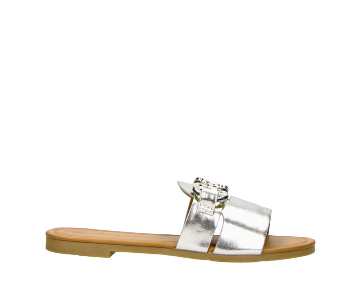 OLIVIA STRAP SLIPPER Silver
