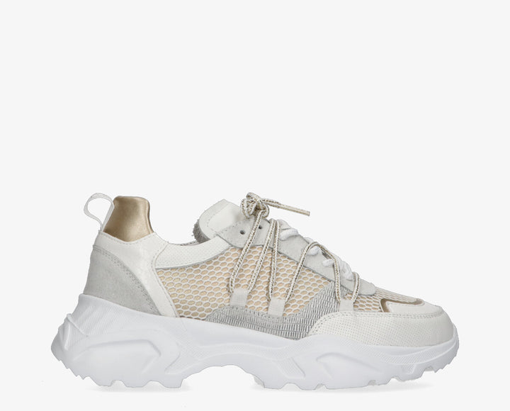 ALICIA SNEAKER White/Gold Leather
