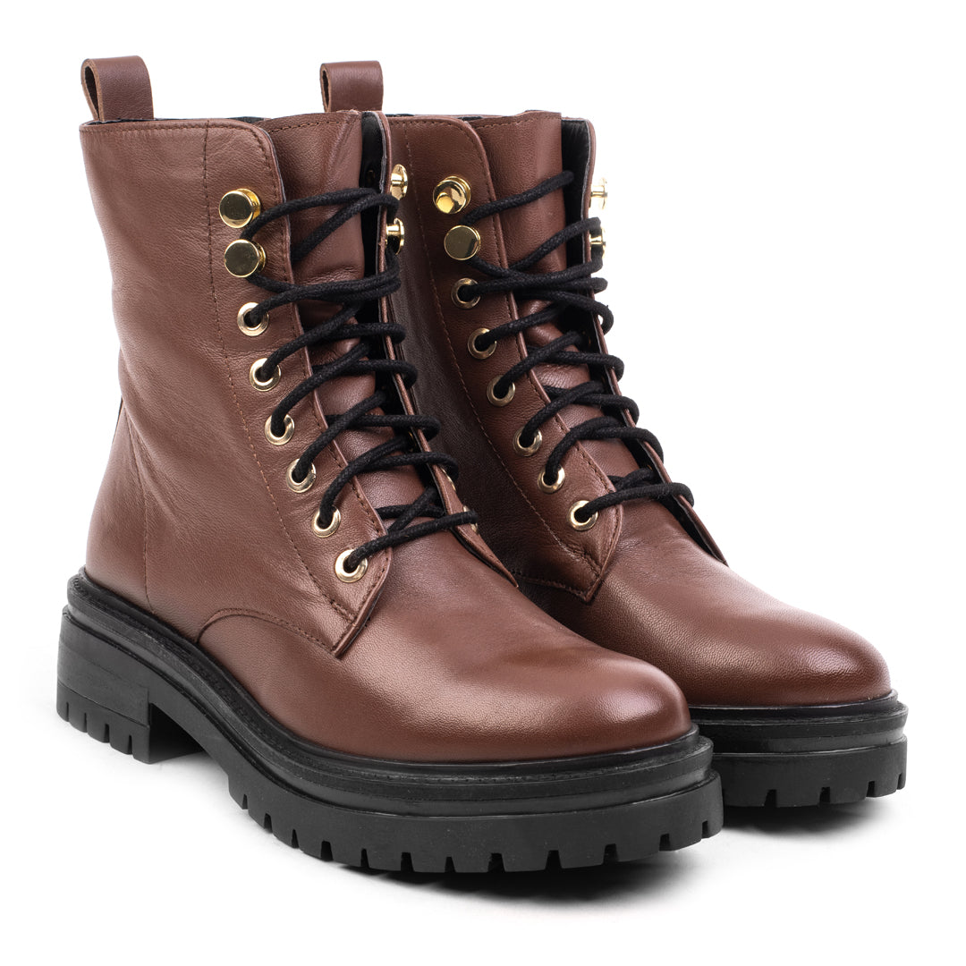 BIKER LADIES LACE UP BOOT Chocolate Leather
