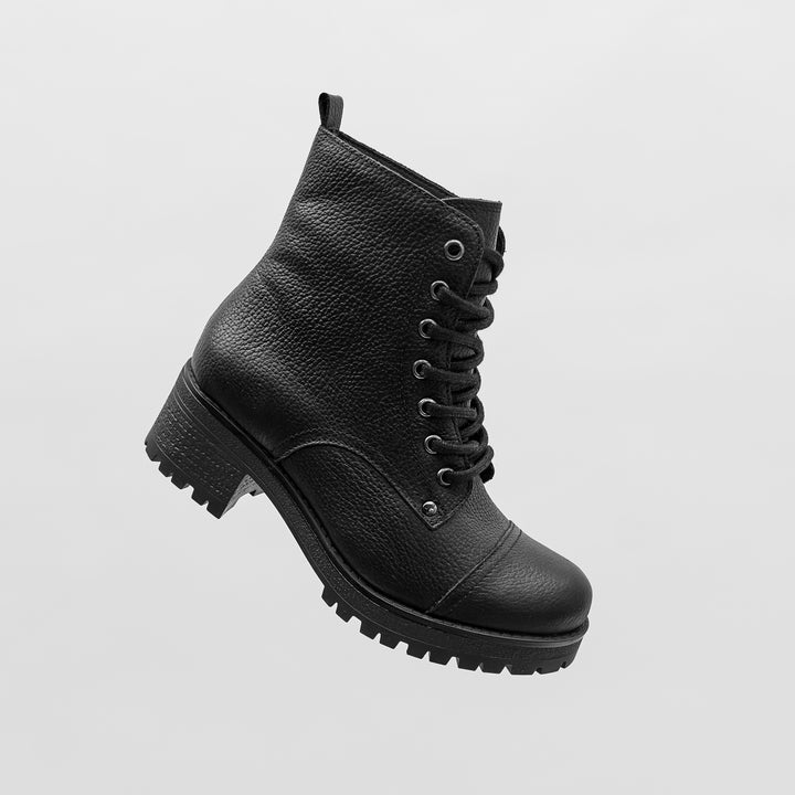 NORA ANKLE LACE BOOT Black Leather