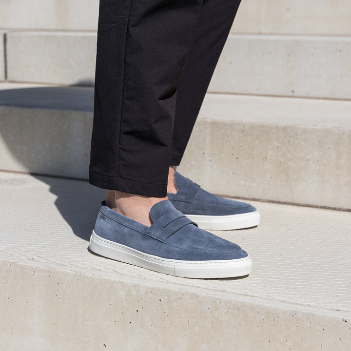 MALTON LOAFER SADDLE Denim Blue Suede