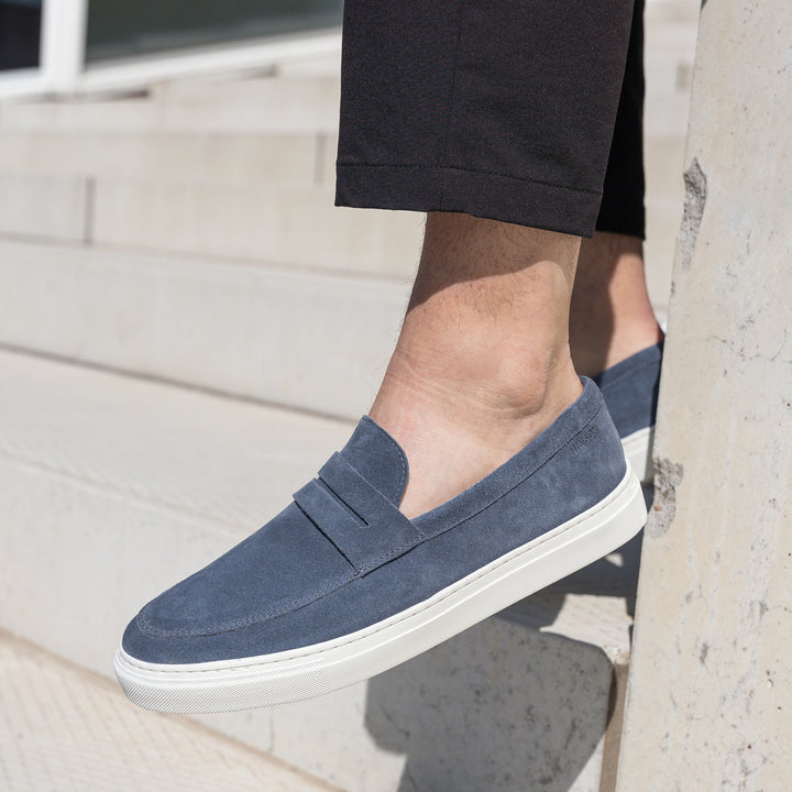 MALTON LOAFER SADDLE Denim Blue Suede