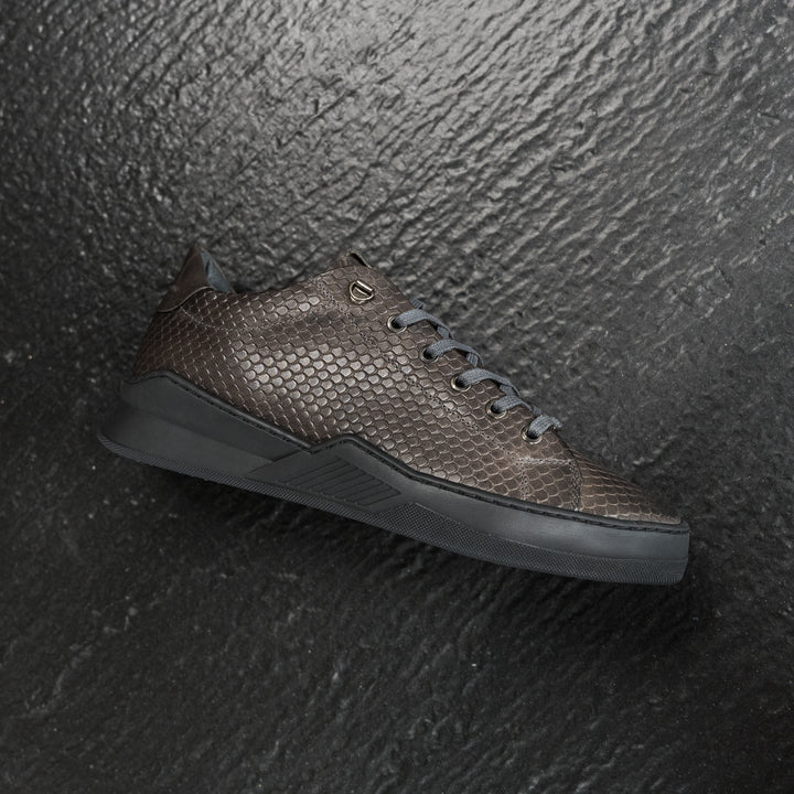 ESKO CITY LOW Dragon Dark Grey/Brown Embossed Leather