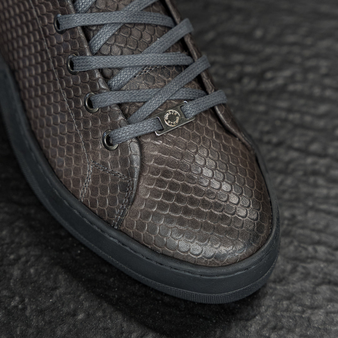 ESKO CITY LOW Dragon Dark Grey/Brown Embossed Leather