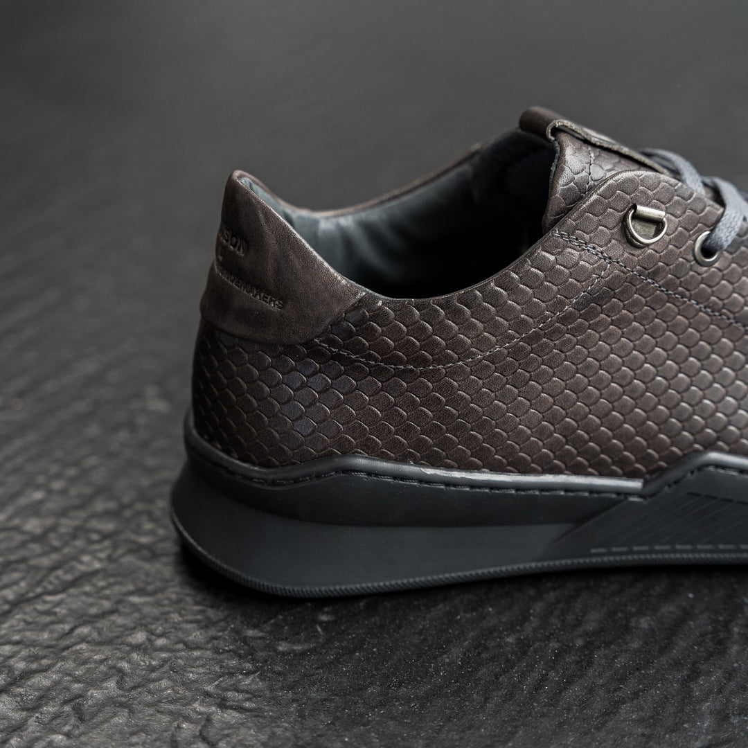 ESKO CITY LOW Dragon Dark Grey/Brown Embossed Leather