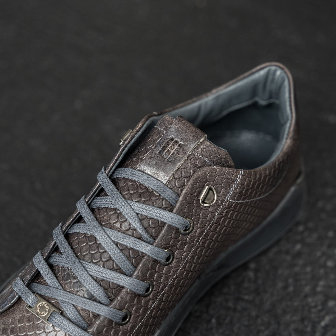 ESKO CITY LOW Dragon Dark Grey/Brown Embossed Leather