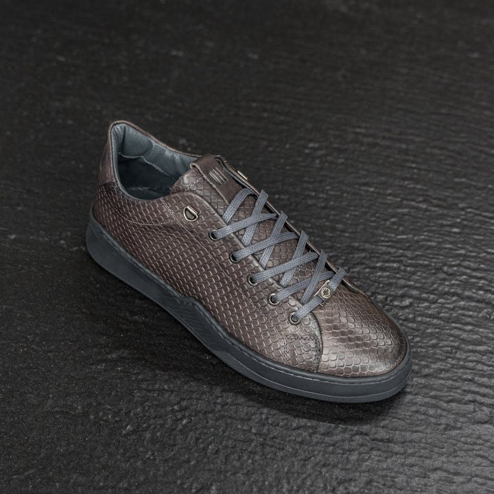 ESKO CITY LOW Dragon Dark Grey/Brown Embossed Leather