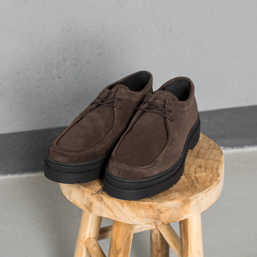 ELON LACE MOC Dk Brown Suede