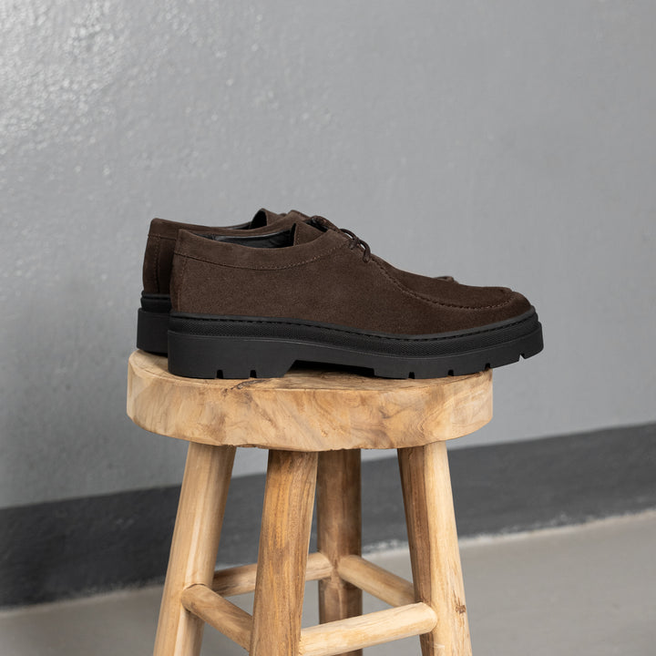 ELON LACE MOC Dk Brown Suede