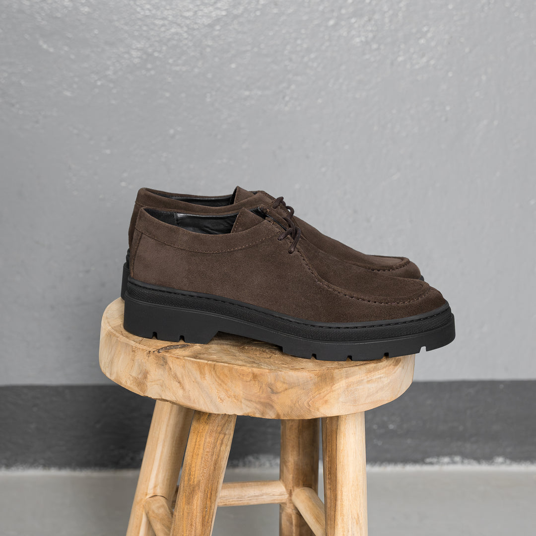 ELON LACE MOC Dk Brown Suede