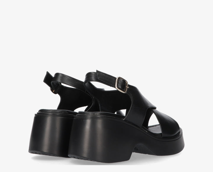 HALLIE SANDAL Black Leather