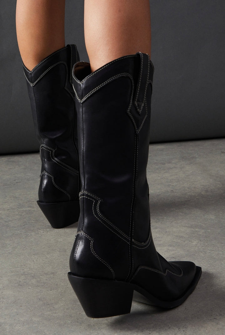 DEBBIE WESTERN BOOT Black Leather