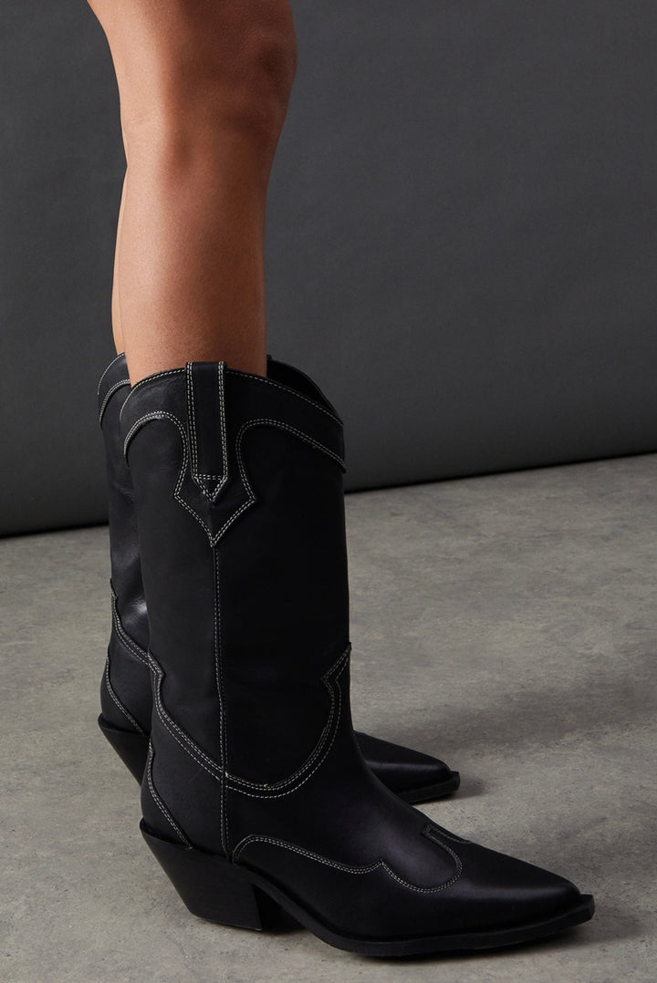 DEBBIE WESTERN BOOT Black Leather