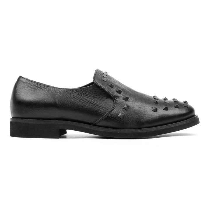 LINDA SLIP ON ORN Black Leather Milled