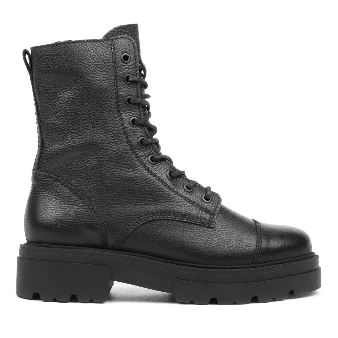 SHARI TOE CAP MID Black Leather Milled