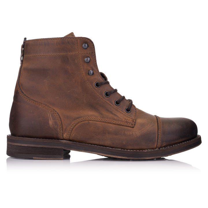 BERET ANKLE LACE BOOT Cognac Leather Pull Up