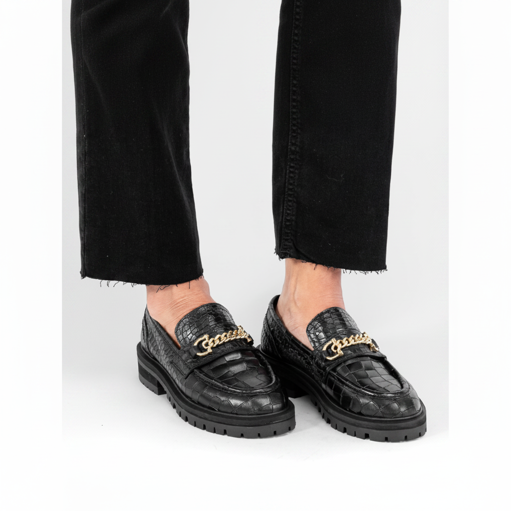 FRANCIE LOAFER LADIES Black Embossed